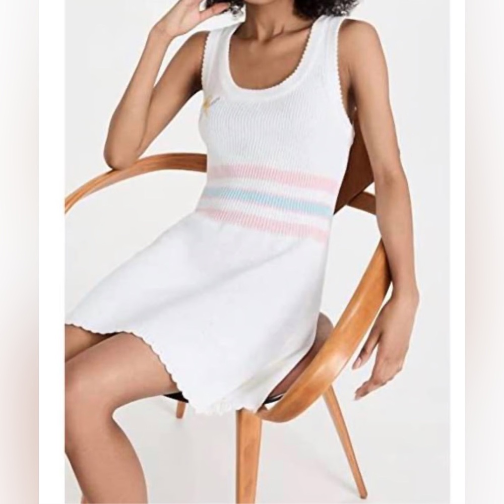 LoveShackFancy Indiana Tennis Mini Knit/Sweater Dress, Sz Medium (New) White - Picture 8 of 16